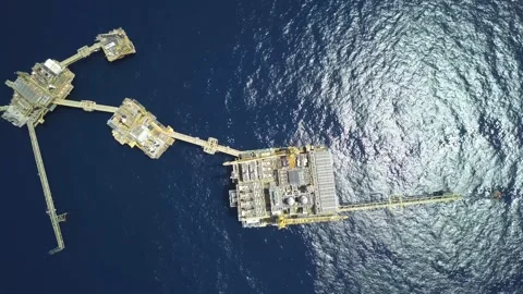 Drone shot of central processing platform (cpp) Stock Footage 161761978