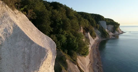 Drone shot of chalk cliffs on Ruegen Island, Germany Stock Footage 169935693