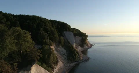 Drone shot of chalk cliffs on Ruegen Island, Germany Stock Footage 169937837