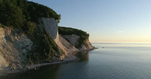 Drone shot of chalk cliffs on Ruegen Island, Germany Stock Footage 169940403