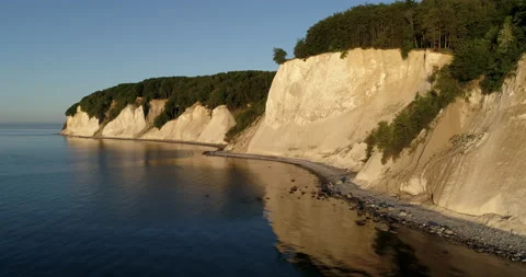 Drone shot of chalk cliffs on Ruegen Island, Germany Stock Footage 170381277
