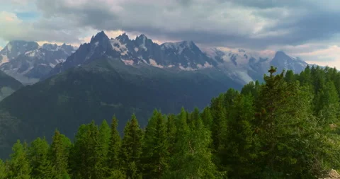 Drone Shot of Chamonix. Chamonix-Mont-Blanc is a resort town in France near the Stock Footage 302070477