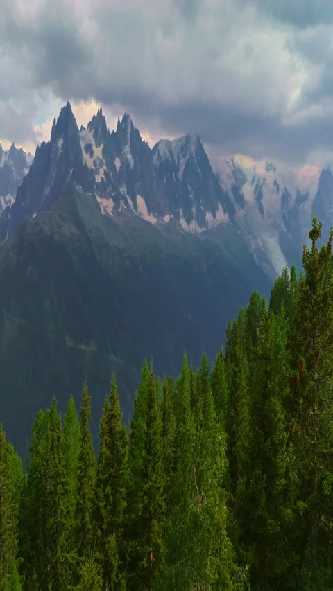 Drone Shot of Chamonix. Chamonix-Mont-Blanc is a resort town in France near the Stock Footage 302226423