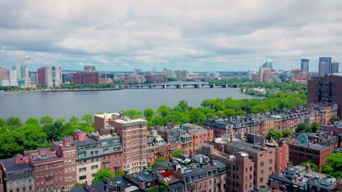 Drone Shot of The Charles River from Back Bay Boston Stock Footage 277914956