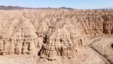 Drone shot of Charyn Canyon desert mountains in Kazakhstan Stock Footage 182012206