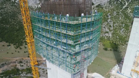 Drone shot of Chinese built infrastructure project in Europe Stockbeeldmateriaal 85447809