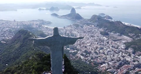 Drone shot Christ The Redeemer Cristo Redentor Statue Rio de Janeiro 4K Stock Footage 227932553
