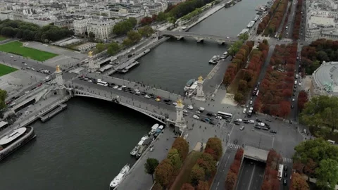 Drone shot in the city of Paris Stock Footage 143948038