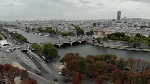Drone shot in the city of Paris Stock Footage 143948039