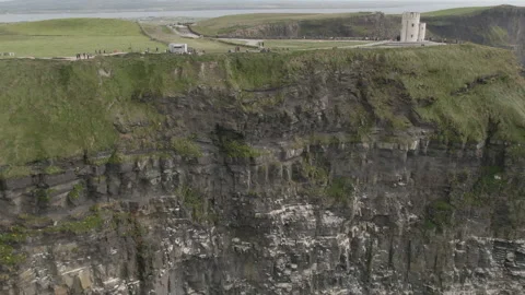 Drone Shot of Cliffs of Moher in the Southwest edge of the Buren region in Count Stock Footage 224825518