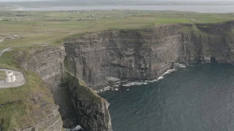 Drone Shot of Cliffs of Moher in the Southwest edge of the Buren region in Count Stock Footage 224825562
