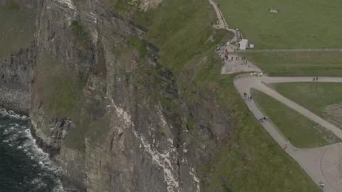 Drone Shot of Cliffs of Moher in the Southwest edge of the Buren region in Count Stock Footage 224825763