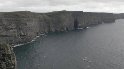 Drone Shot of Cliffs of Moher in the Southwest edge of the Buren region in Count Stock Footage 224831019