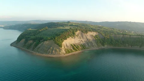 Drone Shot Of Cliffs Next To Ocean Stock Footage 136661905