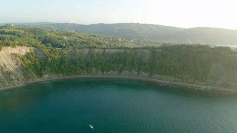 Drone Shot Of Cliffs By The Ocean Stock Footage 136664877
