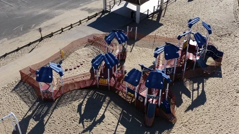 Drone Shot of Closed Playground Stock Footage 128299463