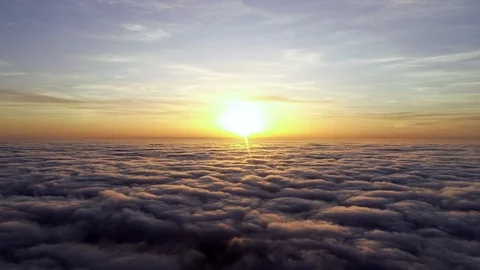 Drone shot of cloudscape against sky during sunset Stock Footage 122469158