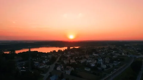 Drone Shot of Colorful Sunset Stock Footage