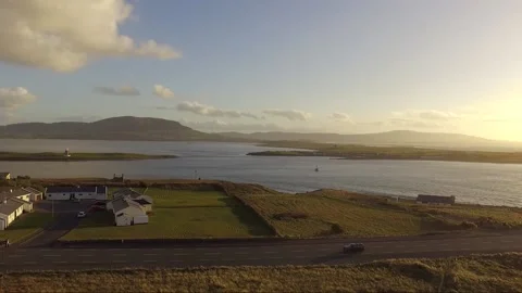 Drone shot coming down on Rosses Point, Ireland. 動画素材 201613289
