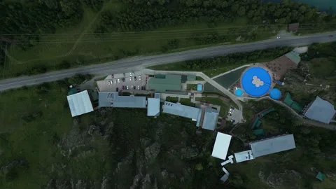 Drone shot of the complex in Altai Stock Footage 227129064