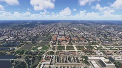 Drone shot Constitution Ave Smithsonian Museum. Washington DC. United States Video stock 309066906