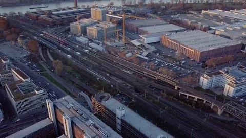 Drone Shot Construction Site Deutz Cologne Stock Footage 99309386
