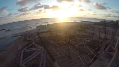 Drone shot constructionsite with sunset Vídeos de archivo 167310402