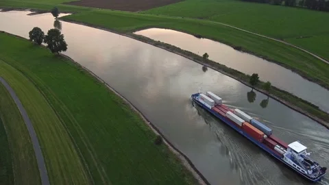 Drone shot of a container ship to the Port of Rotterdam Stock Footage 159501547