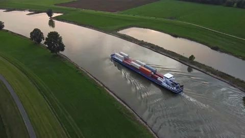 Drone shot of a container ship to the Port of Rotterdam Stock Footage 159501581