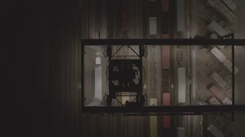 Drone Shot of Containers Being Moved At Rail Yard 库存影片 314879125