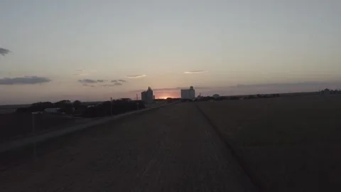 Drone Shot of Corn Fields and Dairy Farm Sunset in the City of Kansas Stock Footage 257705850