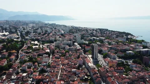 Drone shot Croatian city of Split in the resort region of Dalmatia Stock Footage 160499064