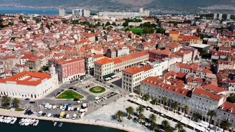 Drone shot Croatian city of Split in the resort region of Dalmatia 動画素材 160499204