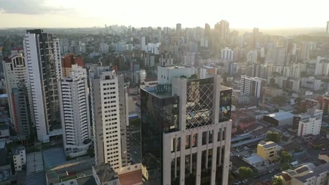 Drone shot of Curitiba Skyline Stock Footage