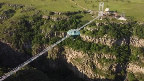Drone shot of the Dashbashi Canyon Diamond bridge Stockbeeldmateriaal 248682751