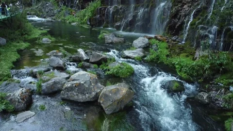 Drone shot of Dashbashi Canyon river and waterfall Stockbeeldmateriaal 248682657