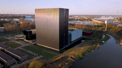 Drone Shot of Data Center Infrastructure and Server Facility in Amsterdam Stock Footage 331069707
