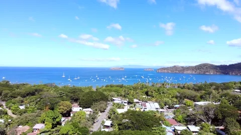 Drone Shot of Del Coco Beach Central American Coastline in Costa Rica Stock Footage 232765400