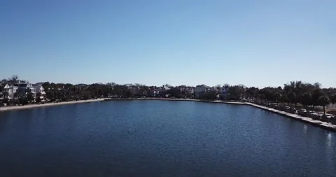 Drone shot down town Charleston Stock Footage 177160586