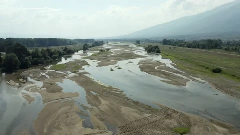 Drone shot of draining river. Stock Footage 135846453