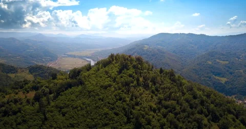 Drone shot of Drina river meanders Stock Footage 166724599