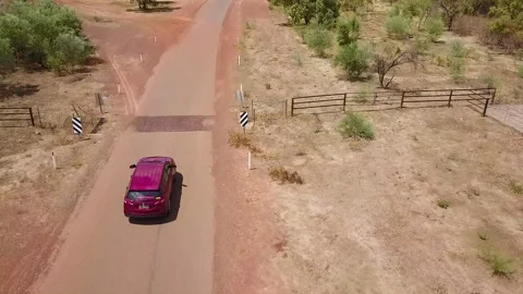 Drone shot of Driving in Outback Stock Footage 146500989