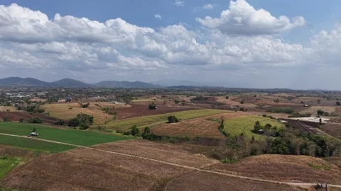 Drone Shot of Drought Impacted Farm Area Stock Footage 329817703