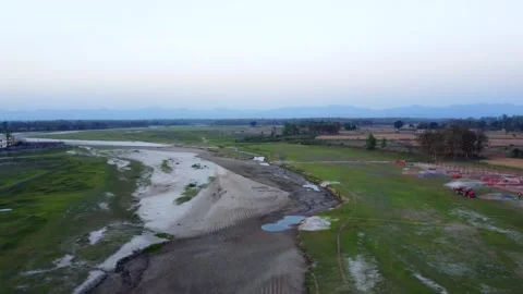 Drone shot' Dry river in india village Stock Footage 246923095