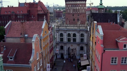 Drone shot during the day time in Gdansk old town. Stock Footage 106951468