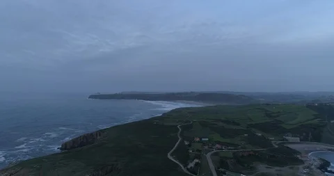 Drone shot during sunset in Cantabria, Spain. 4K footage Stock Footage 112455860