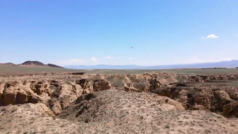 Drone shot of Eagle fly in canyon desert mountains Stock Footage 182746767