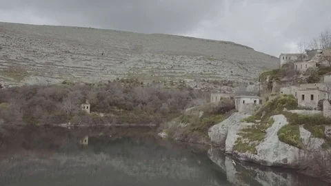 Drone shot in eastern part of turkey over the river Stock Footage 113506504