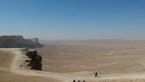 Drone shot of Edge of the World in Riyadh, Saudi Arabia Stock Footage 87713561
