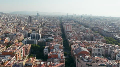 Drone shot of Eixample district in Barcelona Stock Footage 265680421